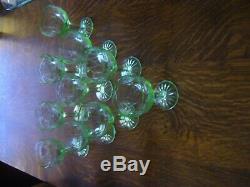 Green Depression Glass Cameo Ballerina Set of 10 4 Cordial Wine Goblets