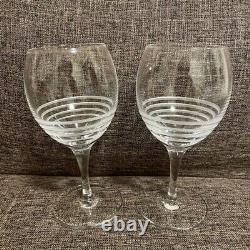 HERMES Paris Wine Glass Set of 2 Pieces Crystal Clear Glassware Tableware No Box