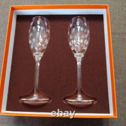 HERMES Set of 2 Fanfare Champagne wine Glass with Box