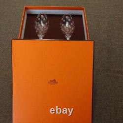 HERMES Set of 2 Fanfare Champagne wine Glass with Box
