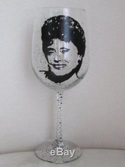 Hand Painted Libbey clear Wine Glass SET of THE GOLDEN GIRLS