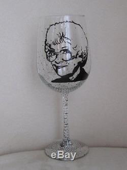 Hand Painted Libbey clear Wine Glass SET of THE GOLDEN GIRLS