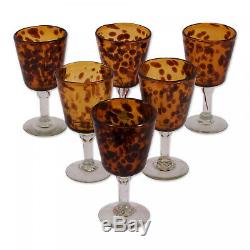 Handmade Wine Glasses Tortoise Shell Set Of 6 (Mexico)