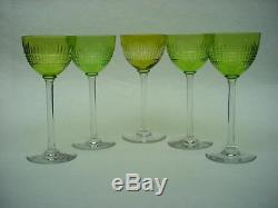 Hard to Find French Baccarat Nancy Set of 5 GREEN Rhine Wine Goblets