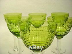 Hard to Find French Baccarat Nancy Set of 6 GREEN Rhine Wine Goblets