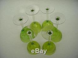 Hard to Find French Baccarat Nancy Set of 6 GREEN Rhine Wine Goblets