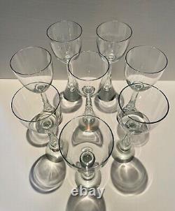 Harrachov Irice FLIGHT Wine/Water Glasses Tall 1960's Bubble Stem Set of 8