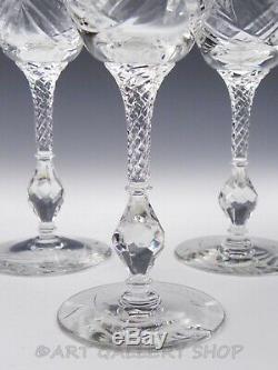 Hawkes American Brilliant Floral Cut Glass ETCHED WINE WATER GOBLETS Set of 6