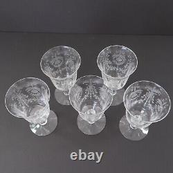Heisey ORCHID Wine Glasses Stem Water Globlet 6 Tall Set Of 5