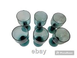 Heisey Yeoman Goblets Teal Peacock Glass Blue Set Of 6 Rare