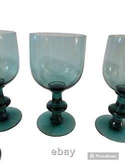 Heisey Yeoman Goblets Teal Peacock Glass Blue Set Of 6 Rare