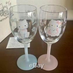 Hello Kitty Daniel Wedding Wine Glass Pair Set Kuma 2002 Sanrio Free Shipping