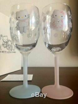 Hello Kitty Daniel Wedding Wine Glass Pair Set Kuma 2002 Sanrio Free Shipping