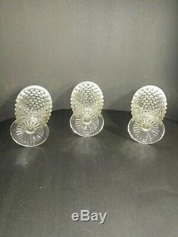 Hobnail Opalescent White Set of 6 Water/Wine Goblets Cups
