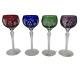 Hungarian Lead Crystal Hock Wine Glasses Lot Of 4 Red Blue Green Purple