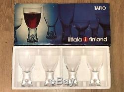 IITTALA TAPIO White Red Wine Glasses Bubble Stem Finland MINT SET OF 4 IN BOX