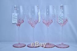 ION TAMAIAN Art Glass Wine Glasses Pink Set/4 Signed Romania New