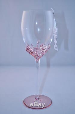 ION TAMAIAN Art Glass Wine Glasses Pink Set/4 Signed Romania New
