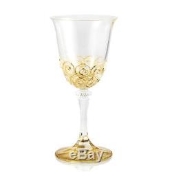 Intrada Italy Salute Oro Red Wine Glasses Gold 3.7 x 7.75 Set of 6 Made Italy