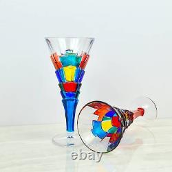 Italian Crystal Wine Glasses, Crack Design, Set of 2