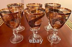 Italian Golden Hand-Painted Wine Glasses Set of 6 (NEW)