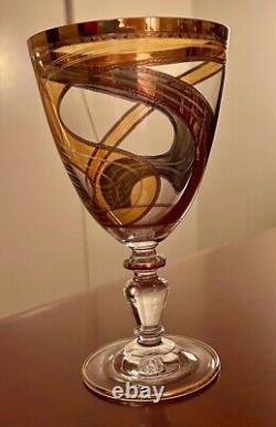 Italian Golden Hand-Painted Wine Glasses Set of 6 (NEW)