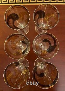 Italian Golden Hand-Painted Wine Glasses Set of 6 (NEW)