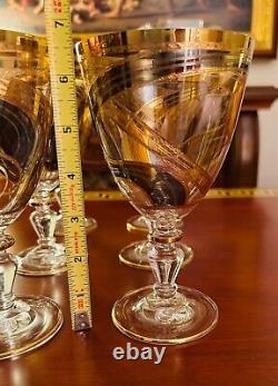 Italian Golden Hand-Painted Wine Glasses Set of 6 (NEW)