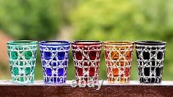 J45 Hand Cut To Clear Crystal Drinkware Whisky Wine Glass Set Of 5 Colors