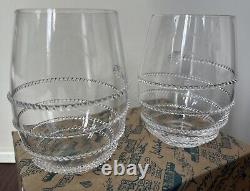 Juliska Amalia Stemless White Wine Glasses Clear B375/C 5436 Set of Two (2)