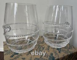 Juliska Amalia Stemless White Wine Glasses Clear B375/C 5436 Set of Two (2)