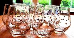 Kate Spade Gold Dot Stemless Wine Glasses Set of 8