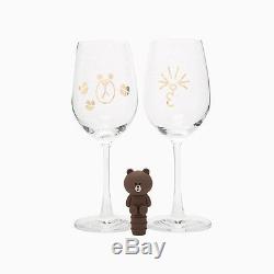 Korea Naver LINE Friends Brown Cony Wine Glass Set Mascot Gift