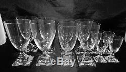 Kosta Boda Sweden Set of 12 Florida Pattern Footed Glasses Water, Wine & Cordial