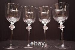 LALIQUE FRANCE'ROXANE' SET of 4 CRYSTAL Water Goblets Wine Glasses 8 Frosted