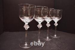 LALIQUE FRANCE'ROXANE' SET of 4 CRYSTAL Water Goblets Wine Glasses 8 Frosted