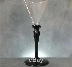 LOVELY, QUITE RARE SET of ORREFORS BLACK STEM WINE GLASSES