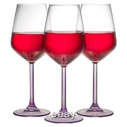 Large Wine Glasses Set of 6 Purple Coloured Stem for Red and White Wine Winter