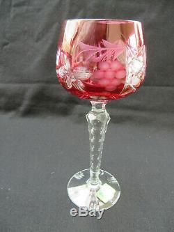 Lausitzfal Crystal Cut To Clear Wine Hock Glass Set Of 6 7 3/4 tall