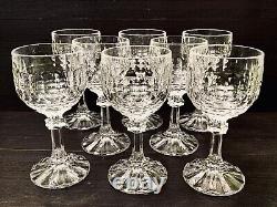 Lead Crystal Thumbprint Wine Glasses 6 Set of 8 Panel Stem Starburst Wavy Base