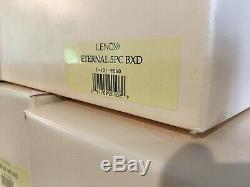 Lenox Eternal China set with platters, flatware, and crystal wine glasses