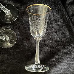 Lenox Fontaine Wine Glasses Etched Flowers And Gold Rim Set Of 6