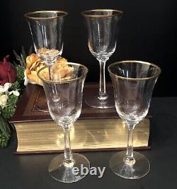 Lenox Mansfield Gold Trim Hand Blown USA set 4 Wine Glasses