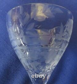 Libbey Rock Sharpe Anniversary Etched Liquor Cocktail Wine Glasses Crystal Set 8