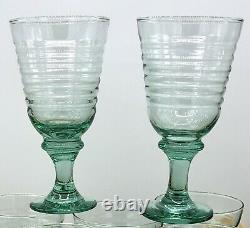 Libbey Sirrus Green Glass Water Goblet / Wine glasses Heavy Set of 8