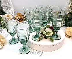 Libbey Sirrus Green Glass Water Goblet / Wine glasses Heavy Set of 8