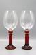 Liuli Gongfang for TMSK Pate De Verre 10.25 Red Wine Glasses Goblets Set of 2