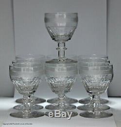 Long set of ten Georgian/Regency, hand-cut and hand-blown small wine glasses