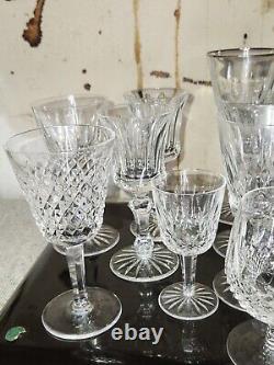 Lot 18 Waterford Crystal Glasses Goblets Wine Water Cordial Lismore Colleen Set