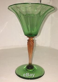 Lot of 8-1920's Carder Era Steuben Art Glass Set Champagne / Wine-Pomona / Rosa